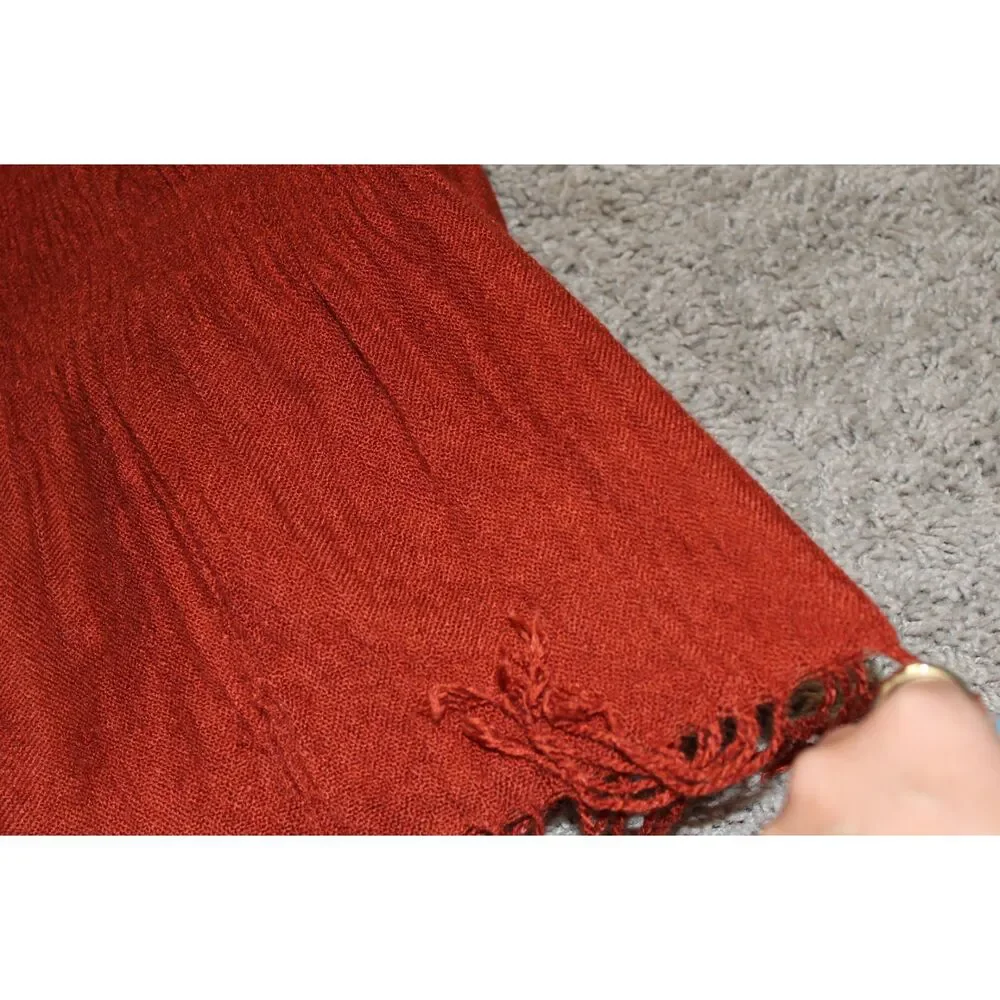 Burnt Orange Pashmina & Silk Scarf